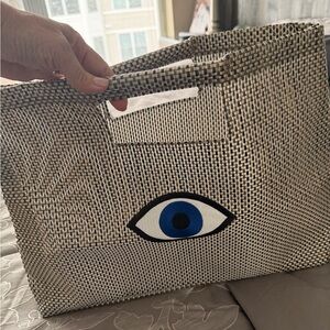 Woven Eye Design Tote Bag - Black and White